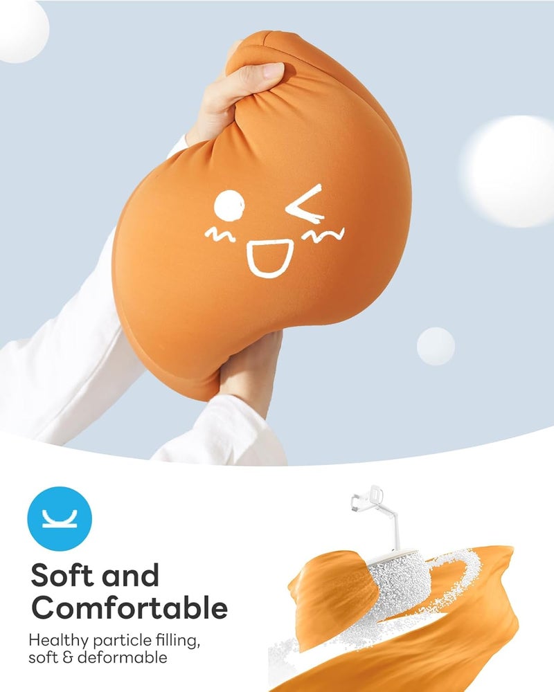SAIJI Tablet Holder Pillow, Kindle Holder Compatible with 4.7-15.6” Kindle, Phone, Portable Monitor, 360° Adjustable Tablet Stand for Bed with Flexible Dual Axis Arm&Microbead Cushion (Orange) - Image 4
